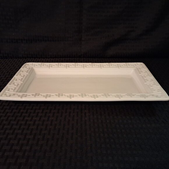 Jonathan Adler White Ceramic Greek Key Decorative Tray Happy Chic 12x6.5 - Picture 5 of 7